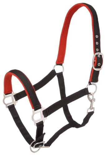 Tough1 Padded Horse Halter with Satin Hardware - Black