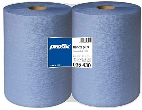 profix® Wischtuch handy plus, Tissue, 2lagig, auf Rolle, 1.000 Tücher, 36 x 38 cm, blau (2 Rollen), Sie erhalten 1 Packung á 2 Rollen