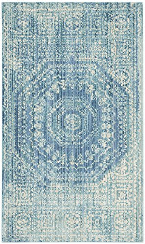 SAFAVIEH Valencia Collection Accent Rug - 3' x 5', Blue & Multi, Boho Chic Distressed Design, Non-Shedding & Easy Care, Ideal for High Traffic Areas in Entryway, Living Room, Bedroom (VAL205R)
