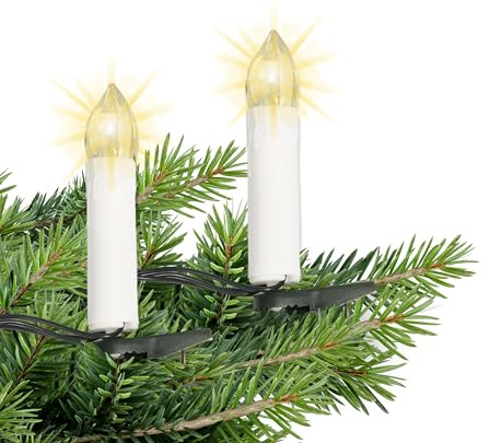 Gartenpirat Baum-Lichterkette 25 m mit 50 LED-Kerzen warmweiß Timer Weihnachtsbeleuchtung für Innen & Außen