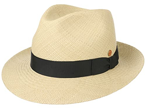 Mayser Albenga Panama Bogarthut Panamahut Strohhut Sommerhut Sonnenhut Herren - Made in The EU mit Ripsband, Ripsband Frühling-Sommer Sommer - 57 cm Natur