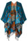 Urban GoCo Damen Poncho Stola Bohe Quaste Schal, #4 Blau, Einheitsgröße
