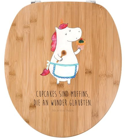 Mr. & Mrs. Panda Motiv WC Sitz Einhorn Küche - Geschenk, backen, Träumer, Einhorn Deko, Klobrille, Einhörner, Toilette, Klodeckel, Kuchen, Unicorn,