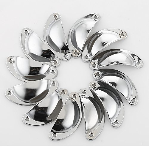 Lot de 12 Poignée Bouton de Porte de tiroir d'Armoire Argent avec Vis Forme de la Coquille (Argenté)