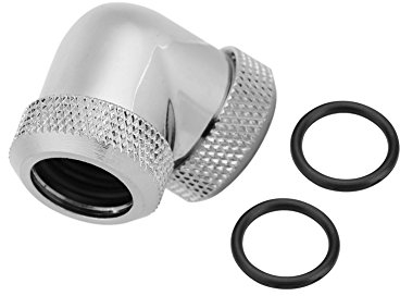 14 mm AD G1 / 4-Gewinde, 90-Grad-Winkel, Rohrverbinder für Wasserkühlung, duales Hartrohr für CPU-Wasserkühlung, PC-Wasserkühlung, Two-Touch-Anschluss mit Silikondichtung(Silber)