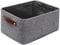 Mangata Foldable Storage Baskets, Thickened Canvas Fabric Storage Box for Home Closet Laundry, Leather Handle, Large Sizes, Grey (without Drawstring)