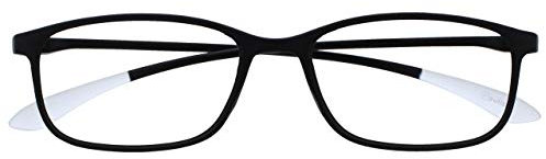 OPULIZE Ice Fernbrille Kurzsichtigkeit Ultraleicht Rahmen Kratzfest Mattschwarz mit kristallgrauen Spitzen Herren Damen M61-1 -1.00