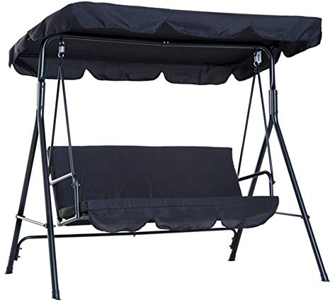 Ersatzdach Gartenschaukel Universal PASSEND Von 114x164cm Bis 185x249cm Hollywoodschaukel 3 Sitzer UV 50 Ersatz Bezug Sonnendach (114x164x15cm,Schwarz)