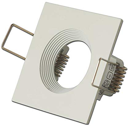Einbaurahmen weiß eckig aus Aluminium für GU11 und MR11 – Bohrloch 55mm, eckiger Rahmen in weiß – für 35mm LED und Halogen Lampen – Einbaustrahler hochwertig verarbeitet