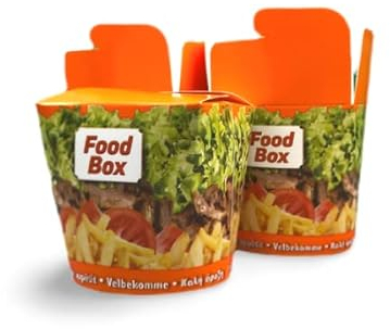 500 Stück Dönerboxen Guten Appetit (26 OZ), 750 ml Beschriftung Guten Appetit Foodbox Asiabox Nudelbox Kebab Faltbox Pappbox