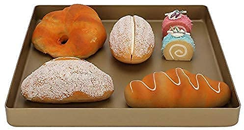 Antiadherente de aleación de aluminio Sartén cuadrada para tartas, Bandeja para Horno Tostador Hoja de Galletas Sartén, Molde dorado para pan, Bandeja para Pizza Crisper para Cocina 28 x 28 x 3cm