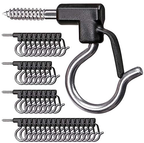 SELEWARE Q-Hanger Lot de 40 crochets de suspension en acier inoxydable avec vis pour garage, fête du Nouvel An, extérieur Fil facile à démouler et lumières LED féériques, capacité de 18 kg
