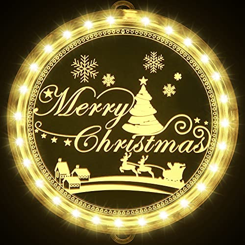 Mudder Weihnachtliche Dekorative Fenster Lichterkette, Warmweiß (Merry Christmas), 17 cm, PVC, Fenster-Montage, LED, Lichterkette, Fensterlicht