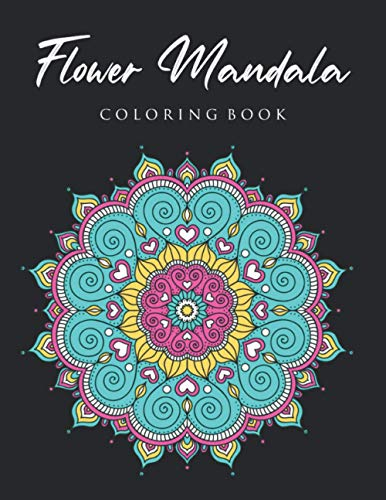 Flower Mandala Coloring Book: Black Background