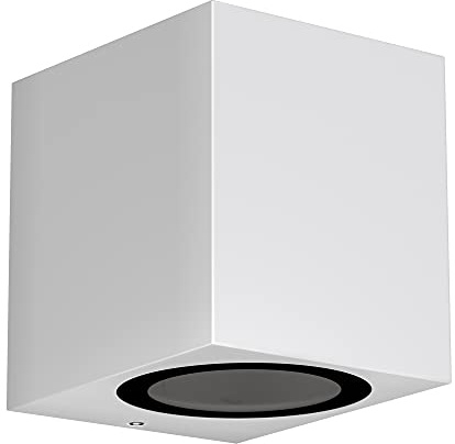 ledscom.de Wandleuchte ALSE Downlight für außen, weiß, Aluminium, eckig, inkl. GU10 LED Lampe (warmweiß, 2,4W, 227lm, 110°)