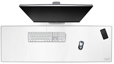 Cacoy 120x40 cm Groß Gaming-Mauspad, Erweitertes PU Leder Schreibtischunterlage, Wasserdichte Multifunktionales Unterlage Schreibtisch aus Leder für Büro und Zuhause, Weiß