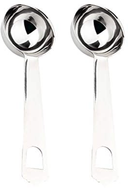 DOITOOL Measuring Spoons, 2pcs Kitchen Stainless Steel Fruit Scoop 20ml Measuring Spoon Fruit Scoop Coffee Tea Measure Spoon for Home (Silver)