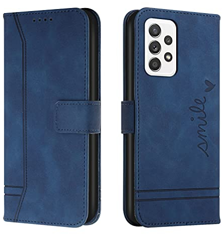 Trugox Handyhülle für Samsung Galaxy A33 5G Hülle Klappbar Klapphülle mit Kartenfach Handytasche Handy Schutzhülle Tasche Leder Wallet Flip Case Slim Book Cover - Blau
