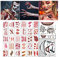 5 Blatt 3D Jo-ker Tattoos,Karneval Tattoo Gesicht,Clown Schminke Set,Jo-ker Make Up, jo-ker kostüm,Tattoo Klebetattoos Erwachsen