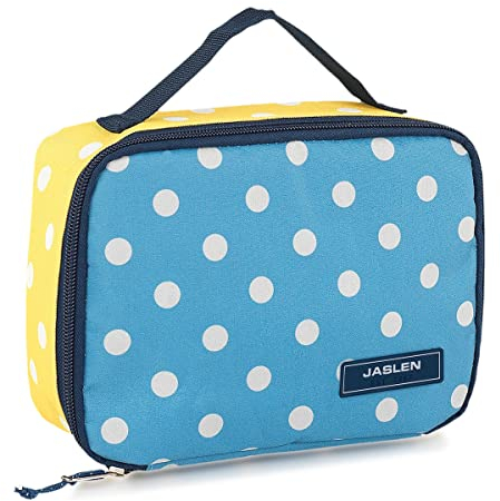 Jaslen - Bolsa Termica Porta Alimentos - Bolsa Comida Trabajo. Bolsa Nevera Porta Alimentos - Bolsa Comida. Bolsa Nevera. Bolsa Termica Comida. Fiambreras, Azul Vaquero-Amarillo