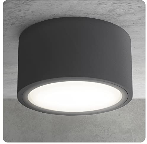 SSC-LUXon CELI-X LED Aufbauspot grau flach mit großer Leuchtfläche - Deckenspot anthrazit rund mit LED GX53 3W neutralweiß 230V