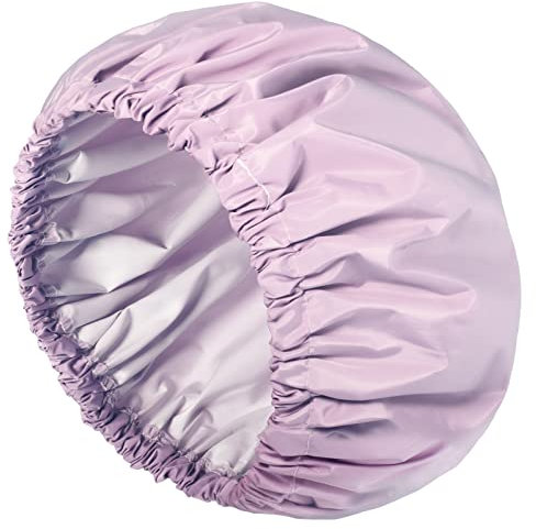 Aquior Shower Caps, Reusable Shower Cap for Women, Waterproof Layer Hair Cap, Large Size for All Hair Lengths,for Girls Spa Home Salon Use (Purple)