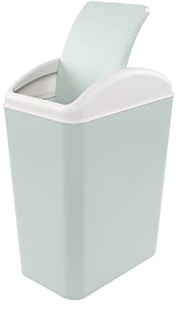 Afromy 15 L Kitchen Swing Top Waste Bin, Plastic Slim Dustbin, Blue