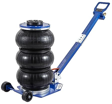 VEVOR Martinetto Pneumatico Sollevamento per Riparazione Auto 140-450 mm Capacità 3 Tonnellate, Martinetto Pneumatico 0,8-1,0 MPa con 3 Cuscini d'Aria Impugnatura Regolabile Blu per da Officina Garage