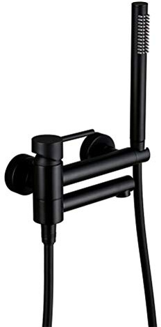 Bathtub Shower Faucet Set Matt Black/Brushed Gold Hand Shower Sprinkler Holder Bathtub Waterfall Nozzle Integrated Double Hole Single Handle Brass Bathroom Faucet with Shower Kit,Black