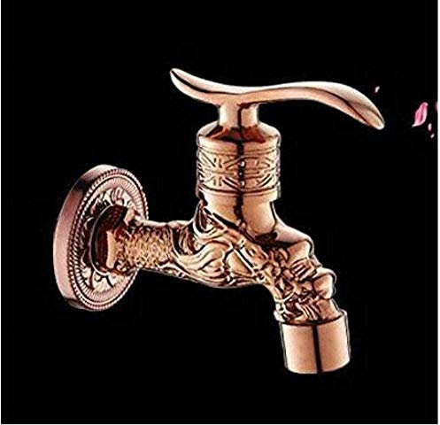 Wall Mounted Vintage Faucet,Faucet Rose Gold Finish Wall Brass Outdoor Faucet Bath Washing Machine Tap Faucet Mixer