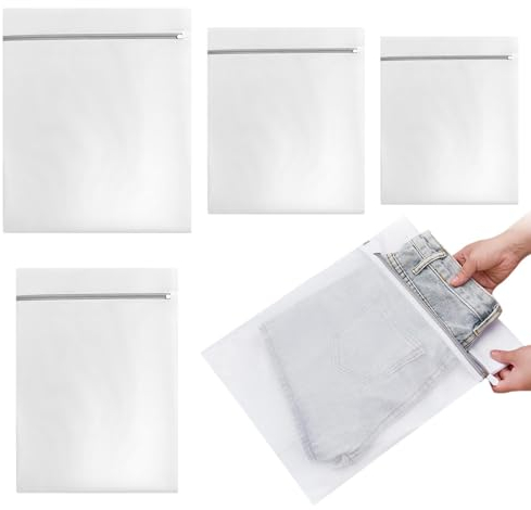 4pcs Mesh Laundry Bags for Washing Machine, Wash Bags Laundry Bags, Anti-Tangle Pilling Washing Machine Bag, for Clothes Knitwear Sweater Underwear Bra (S/M/L/XL)