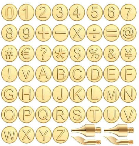 Wood Burning Kit 26/56 pcs Copper Mold DIY Wood Burning Letters Stencils Set Woodworking Electric Carving/Burning Tools Set Wood Burning Tool Pen with Burning Tips Kit (Color : 56 piece set)