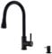 Bokaiya Black Kitchen Tap Mixer with Pull Out Sprayer,Pull Down Stainless Steel Kitchen Taps,High Arc 360°Swivel Single Handle,Sink Mixer Tap Hot and Cold,2 Spary Modes,with Soap Dispenser,Matte Black