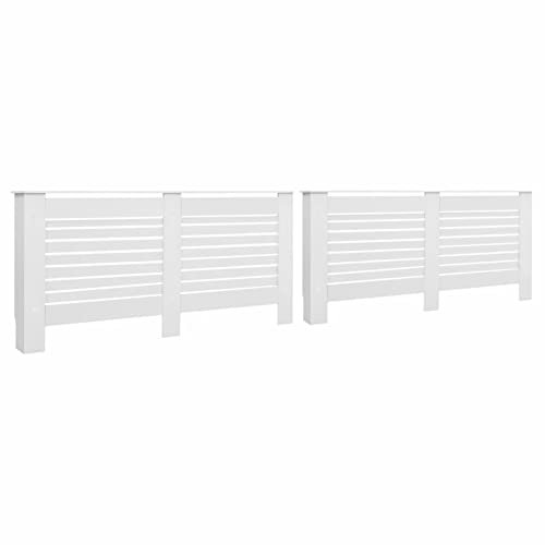Homgoday Radiator Cover, Grill Shelf Cabinet, Heater Covers Modern Radiators Shelf, Hallway Decorative Wall Cabinets for Living Room 2 pcs White 172x19x81.5 cm MDF