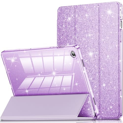 INFILAND Custodia per Galaxy Tab A9 Plus 5G, custodia in pelle glitterata con retro trasparente scintillante per Samsung Galaxy Tablet A9+/A9 Plus da 11 pollici modello 2023 (SM-X210/X216/X218)