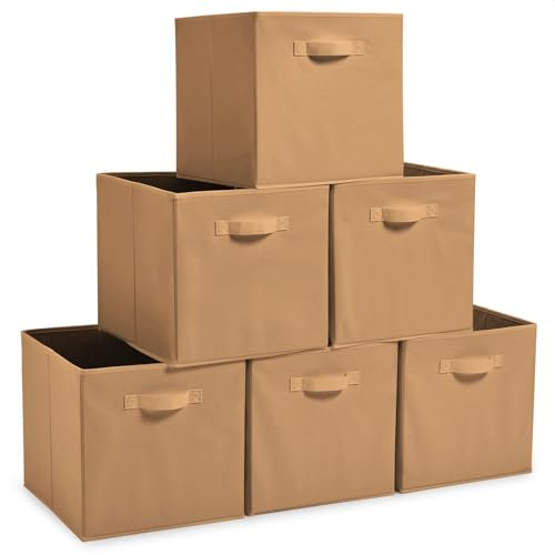 EZOWare 6er-set Aufbewahrungskörben, Behälter, faltbare Würfelboxen aus Stoff für Kinderspielzeug, Kinderzimmer-Organizer, Schrank, Zuhause – 33x37x33cm -Pilz