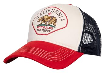 King Kerosin Herren Cap Trucker Cap Mesh Cap Biker California Blockfarben Stickerei Retro Vintage Motor State Snapback Los Angeles Kappe Kalifor California
