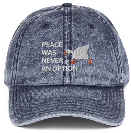 Vintage Cap Gans mit Messer Peace was Never an Option Lustiger Spruch Geschenk für Ihn Geschenk für Sie Meme Hut, Marineblau, Einheitsgröße