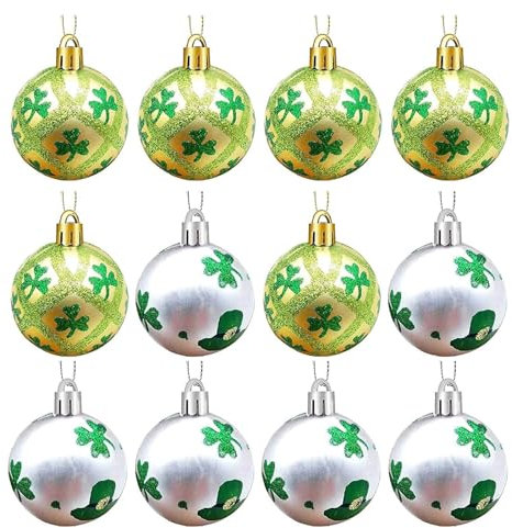 12 x Weihnachtskugeln zum Aufhängen, für irische Feste, Weihnachten, Party, Dekoration, 12 Stück