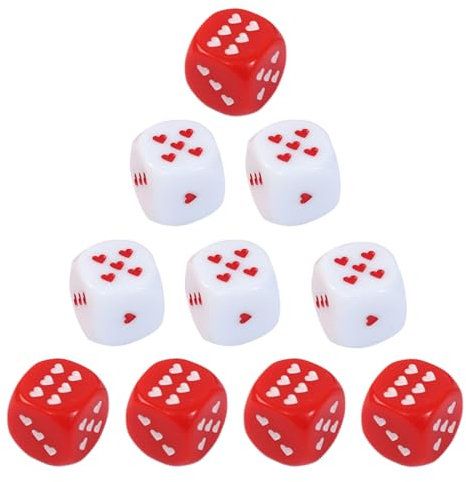 QRONCES 25mm Würfel Set Sechsseitige Würfel Punkten Playings Quadratische Blockwürfel Herzförmiges Brettspielspielzeug