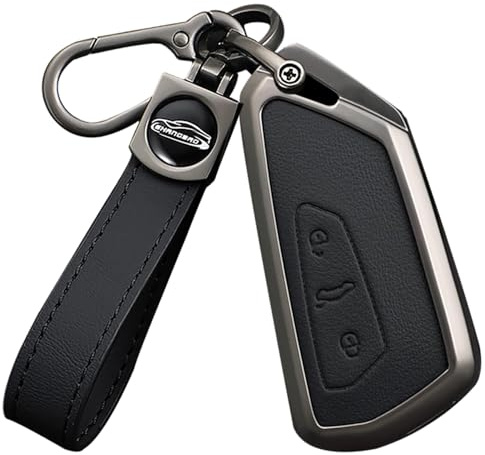 Ysbxitu Intelligente Autoschlüssel Hülle Schlüsseletui Passt für VW Schlüsselhülle mit Schlüsselanhänge Passt für VW Golf 8 Seat Leon MK 4 Seat Tarraco Ateca T7 nur Keyless Go Schlüsselcover(Schwarz
