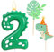 Ronoza Geburtstagskerzen Zahlen 2, Dinosaurier Kerzen Geburtstag, Geburtstagskerze, Geburtstagskerzen für Torte, Kerze 2, Grün Kerzen Zahlen, mit 2 Stück Dinosaurier Happy Birthday Cake Topper