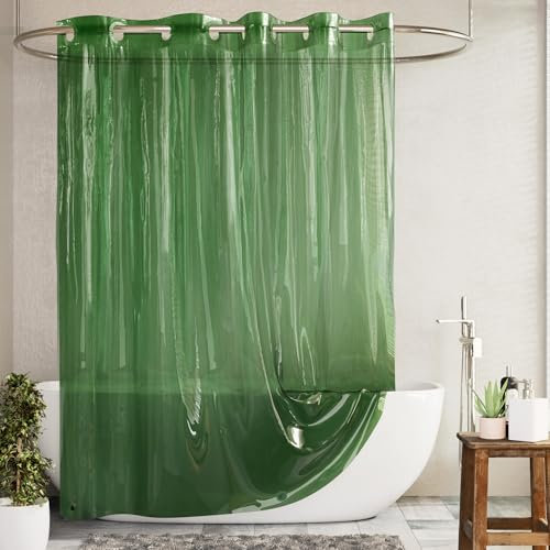 Barossa Design Duschvorhang oder Einlage ohne Haken, weiches Eva, 10 g, extra strapazierfähig, mit 3 Magneten für Badezimmer, Standardgröße 180,3 x 188 cm, transparent grün