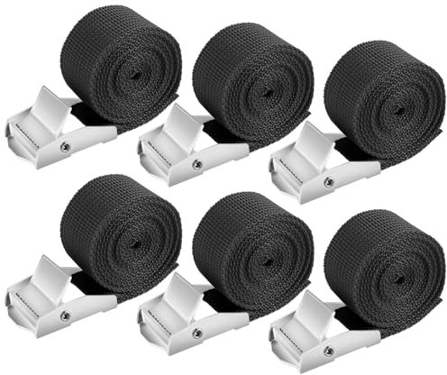 6Pcs Tie Down Straps, 1mx25mm Heavy Duty Tension Belts Adjustable Lashing Straps Bike Ratchet Straps, Luggage Straps with Buckle for Motorcycles Trucks Luggage Cargo Vans Trailer (Black)