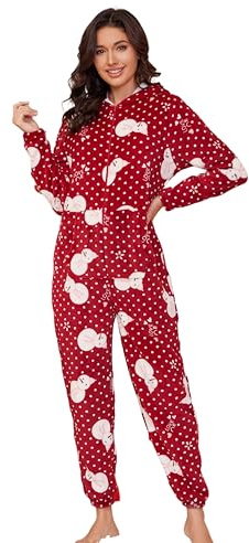 BERDITH Pigiama Natale Donna Invernale Tuta da Casa Pile per Feste Natalizie Idea Regalo Natale per Donna Moglie Sorella Mamma Figlia Ragazza Pupazzo di Neve