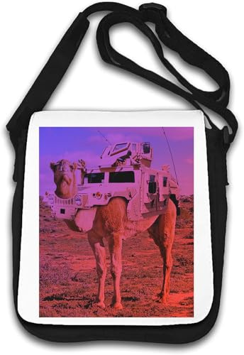 Hipster Camel Armoured Car Mashup Umhängetasche weiß, weiß, Einheitsgröße