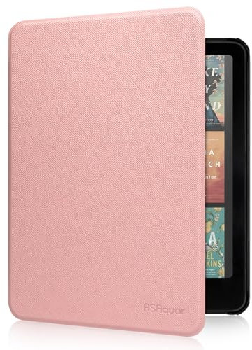 RSAquar Étui en Tissu Kindle Colorsoft Signature Edition et All-New Kindle Paperwhite (Sortie 2024), 7 Coque de Protection Slim avec Fonction Auto Réveil/Sommeil - Or Rose