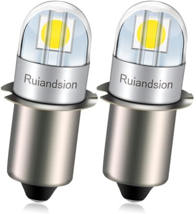 Ruiandsion Bombilla LED P13.5S de 3 V sin polaridad 3030 2SMD, chip 6000 K, blanco, 200 lm, repuesto para faros delanteros, linternas, linterna, paquete de 2