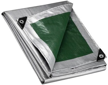 Wiltec Bâche de Camion 5 x 4m 120g/m² Vert/Gris PE Œillets alu 100cm Haute Protection Vol UV Intempéries Moisi Étanche Solide Haute Résistante Couverture Sécurité routière