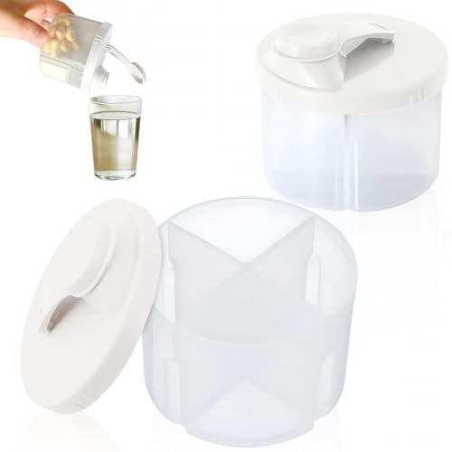 Calkkrer 2 Stück Tragbarer Milchpulver Portionierer Baby, Milchpulver Aufbewahrung, Dosierer Pulver, Milchpulver Spender Drehbarer Deckel, Tragbare Milchpulverbox(Weiß)